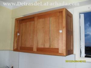 The kitchen cabinets with doors