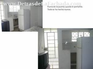 Part of the entrance, the room and kitchenette.