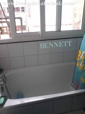 The bathroom has a bathtub