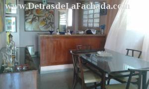 View from the dining room to the courtyard and kit