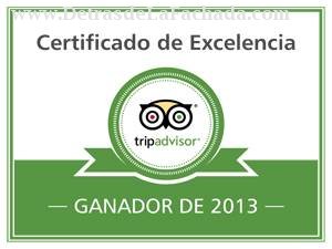 Certificate of excellence from tripadvisor