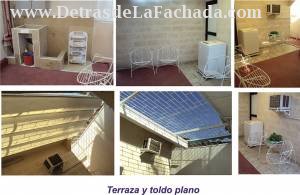 Terrace and terrace awning