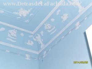 One of the bathroom ceilings